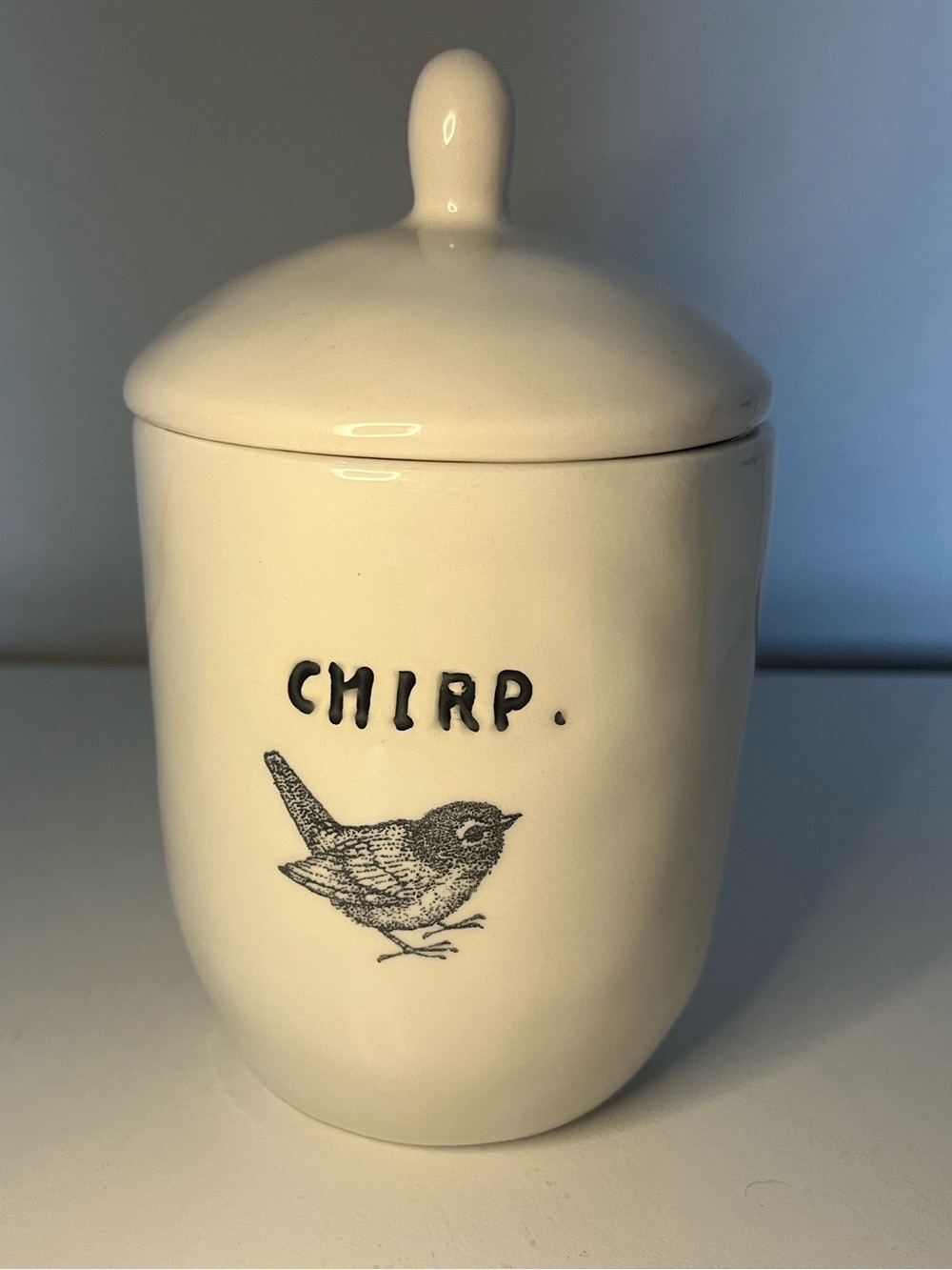 Rae Dunn Ceramic 'Chirp' Lidded Canister